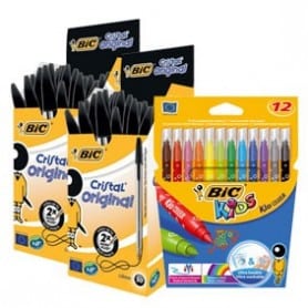 BIC Cristal Negro + 12 BIC Colores