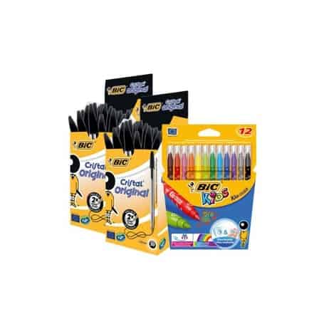 BIC Cristal Negro + 12 BIC Colores