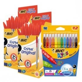 BIC Cristal Rojo + 12 BIC Colores