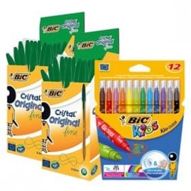 BIC Cristal Verde + 12 BIC Colores