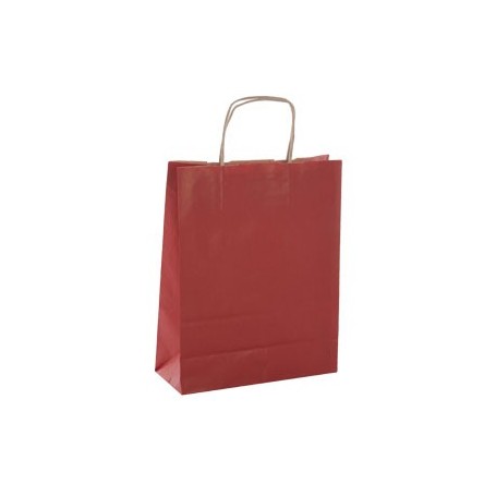 50 Bolsas Kraft Rojas con asas 240x11x310 mm