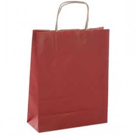 50 Bolsas Kraft Rojas con asas 350x16x300 mm