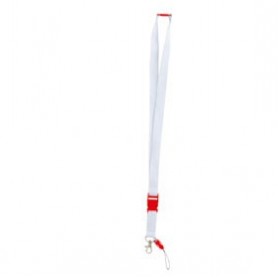 Cordón Lanyard Blanco con enganche rojo 100 Uds