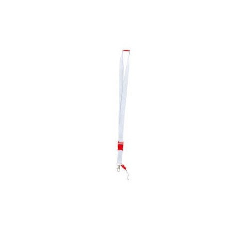 Cordón Lanyard Blanco con enganche rojo 100 Uds