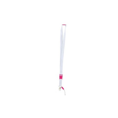 Cordón Lanyard Blanco con enganche rosa 100 Uds