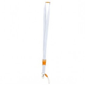 Cordón Lanyard Blanco con enganche naranja 100 Uds