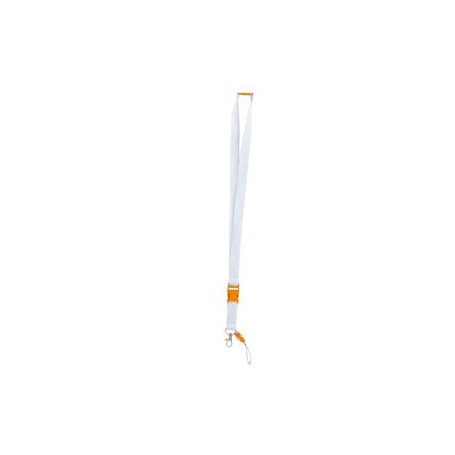 Cordón Lanyard Blanco con enganche naranja 100 Uds