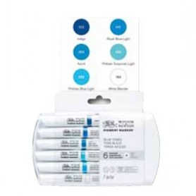 Winsor & Newton Pigment marker Set 6 tonos azules