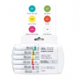 Winsor & Newton Pigment marker Set 6 tonos vibrantes