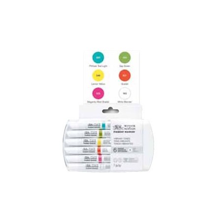 Winsor & Newton Pigment marker Set 6 tonos vibrantes