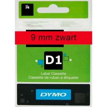 Cinta D1 9 mm Dymo negro sobre rojo