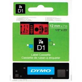 Cinta D1 12 mm Dymo negro sobre rojo