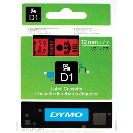 Cinta D1 12 mm Dymo negro sobre rojo