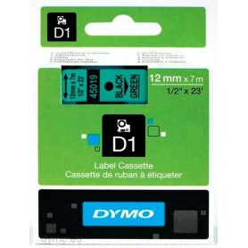 Cinta D1 12 mm Dymo negro sobre verde