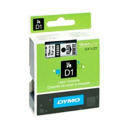 Cinta D1 19 mm Dymo negro sobre blanco