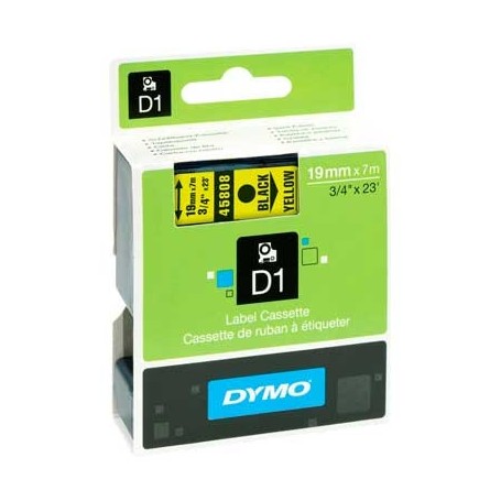 Cinta D1 19 mm Dymo negro sobre amarillo