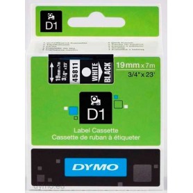 Cinta D1 19 mm Dymo blanco sobre negro