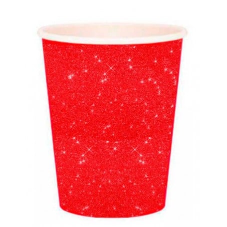 Vaso Glitter Rojo 250 cc