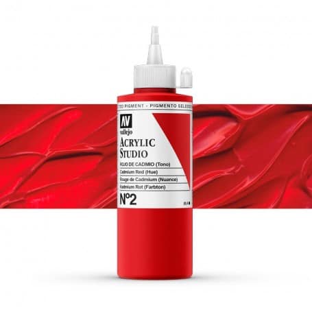 Acrílico Studio Vallejo 200 ml 002 Rojo Cadmio (Tono)