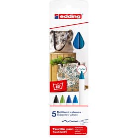 Pack 5 rotuladores textiles Edding 4600 tonos Fríos