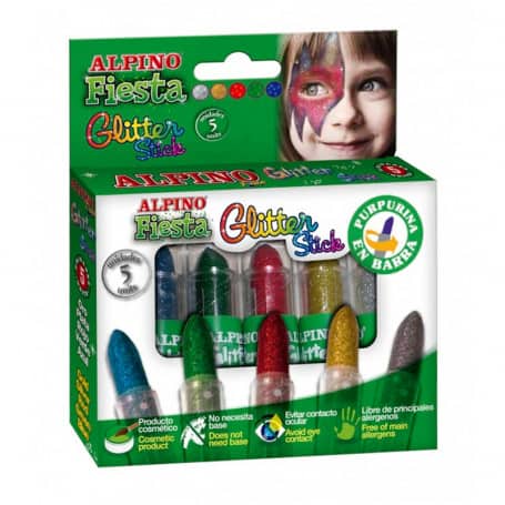 Set Barras Maquillaje con Glitter 5 Colores Alpino