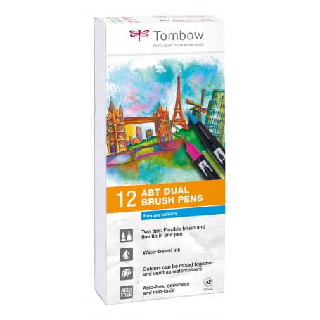 Dual Brush Rotuladores Pack 12 Colores Primarios Tombow