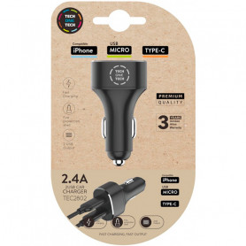 Cargador Doble USB para Coche Tech One Tech