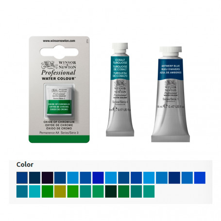 Acuarela Professional Verdes y Azules Winsor & Newton