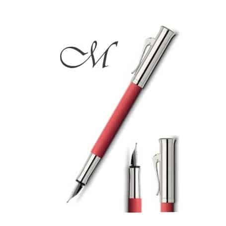 Estilográfica Graf Von Faber-Castell Guilloche Rojo coral trazo M