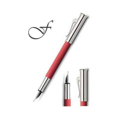 Estilográfica Graf Von Faber-Castell Guilloche Rojo coral trazo F