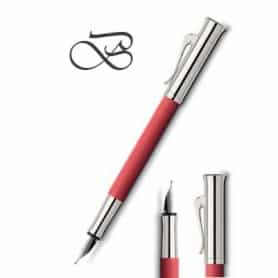 Estilográfica Graf Von Faber-Castell Guilloche Rojo coral trazo B